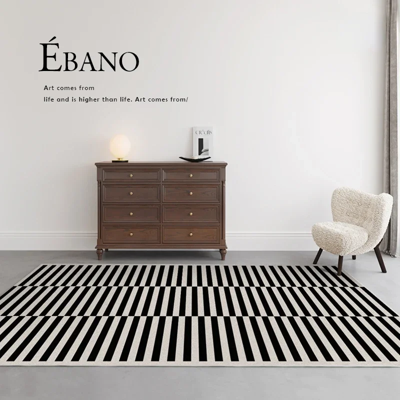Door Mat Blank - Classic Retro Black White Striped Living