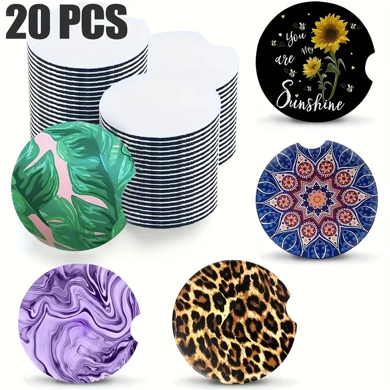 20pcs Sublimated Blank Car Coa - Coaster Sublimation Blank บทวิจารณ์และราคา