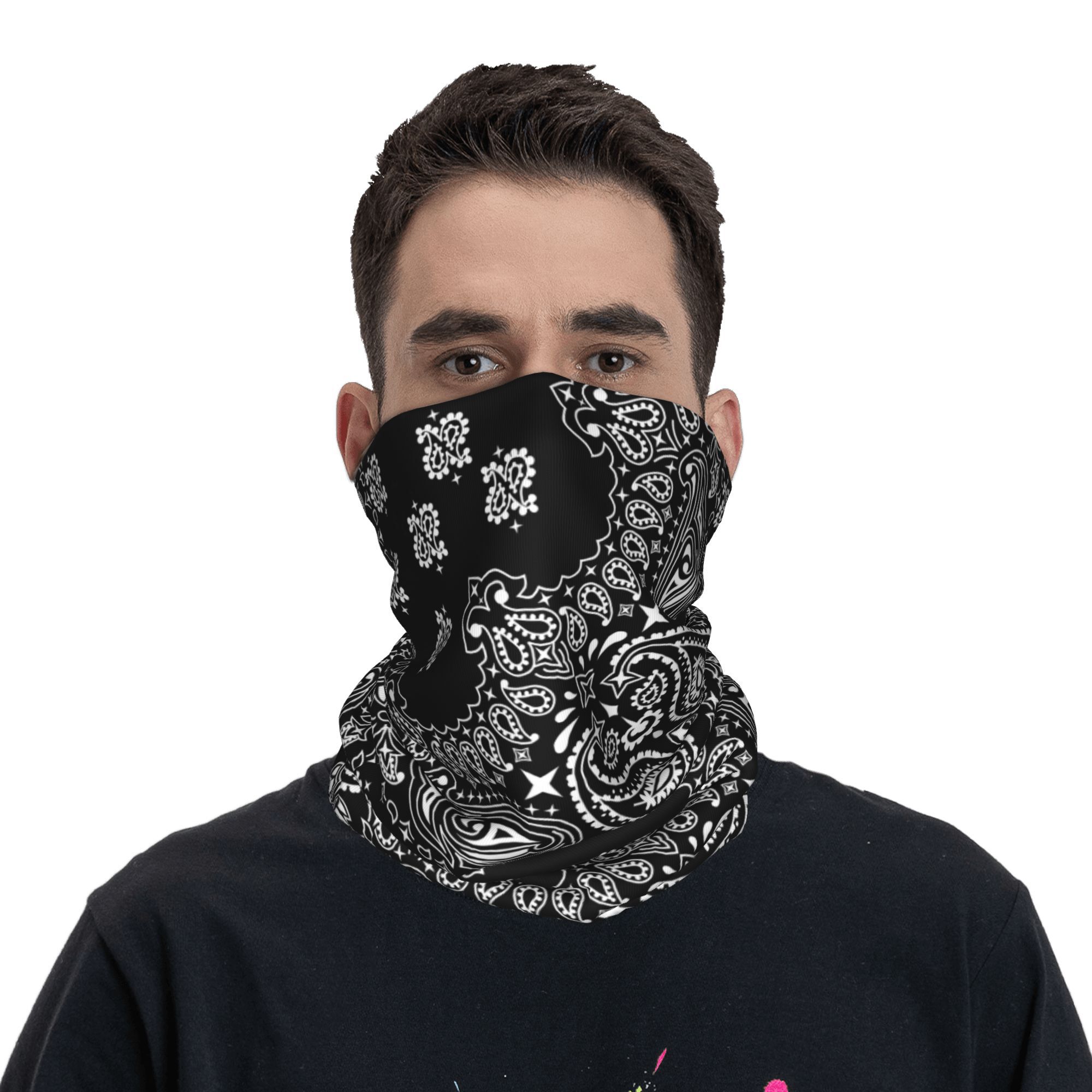 Custom Black And White Paisley - Bandana Blank White บทวิจารณ์และราคา