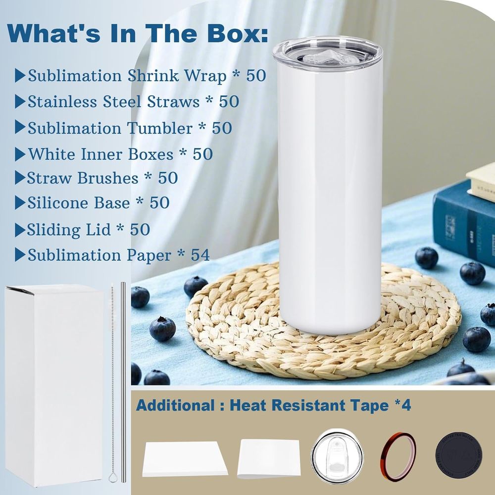 50 Pack 20 OZ Sublimation Tumb - Tumbler 20Oz White บทวิจารณ์และราคา