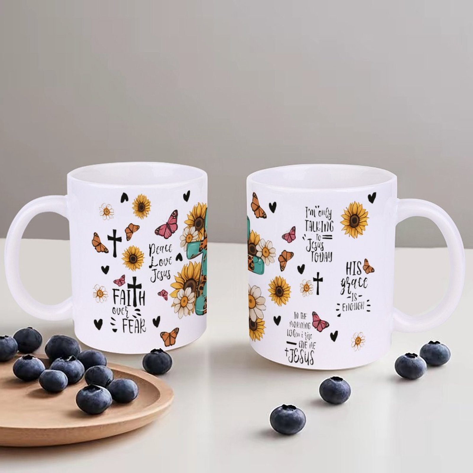 A Cross Surrounded By Sunflowe - Sublimation Mug White บทวิจารณ์และราคา