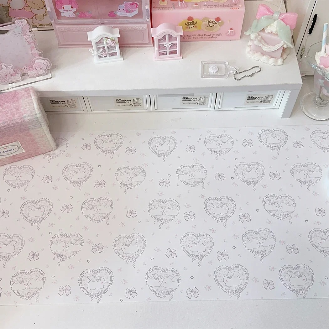 Kawaii Pink Rabbit Leather Des - Mouse Pad Blank Sublimation บทวิจารณ์และราคา