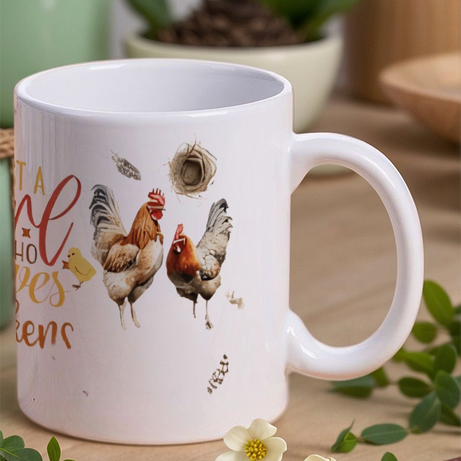 Just A Girl Who Loves Chickens - Sublimation Mug White บทวิจารณ์และราคา