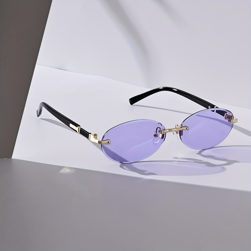 Sexy Small Oval Punk Sunglasse - Metal Photo Panel บทวิจารณ์และราคา